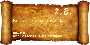 Krisztián Beáta névjegykártya