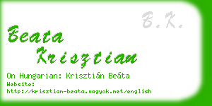 beata krisztian business card